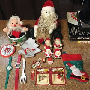CHRISTMAS SANTA CLAUS LOT PLUSH WIND UP TOYS CHIMNEY FINGER PUPPET MINI FIGURE